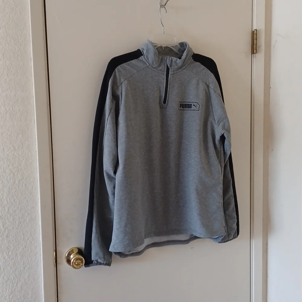 PUMA Mens Stretchlite Half Zip top,, sz L, in Heather grey